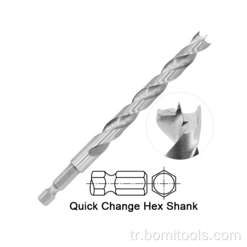 Hex Shank Hızlı Spiral Taç Ahşap Nokta Matkap